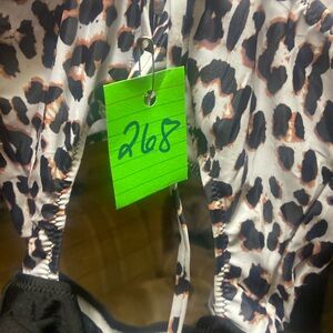 #268 size small leopard pink 1 piece black bottoms